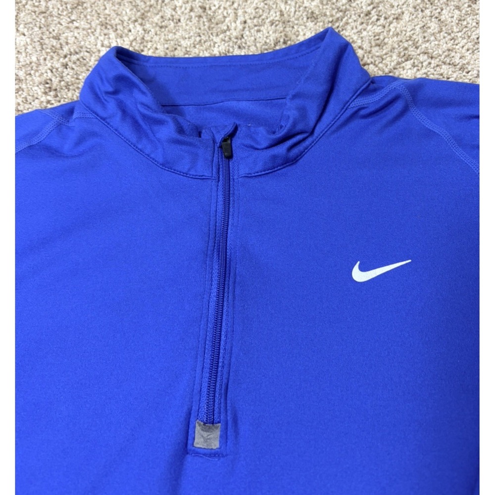 Nike Dri-FIT Pullover Mens Large Blue 1/4 Zip Long Sleeve Running Shirt Top